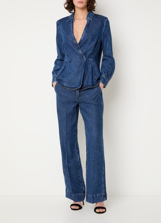 Claudia Sträter High waist straight leg jeans met medium wassing - voorkant 3 indigo