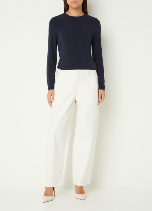 Claudia Sträter High waist tapered fit broek met steekzakken - voorkant 3 gebroken wit