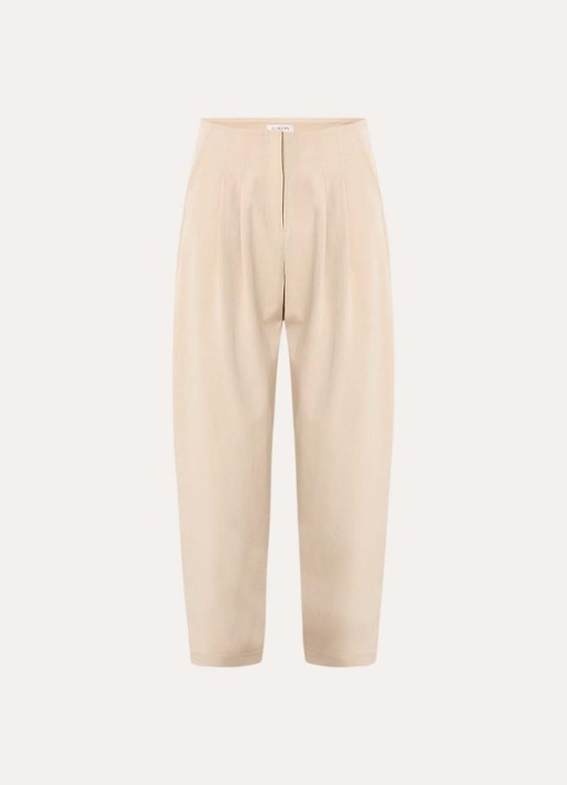 Claudia Sträter High waist tapered fit pantalon met steekzakken - voorkant 2 creme