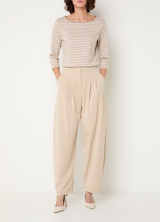 Claudia Sträter High waist tapered fit pantalon met steekzakken - voorkant 3 creme