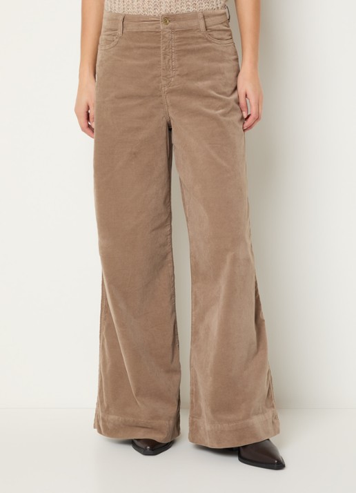 Claudia Sträter High waist wide fit broek van fluweel met steekzakken