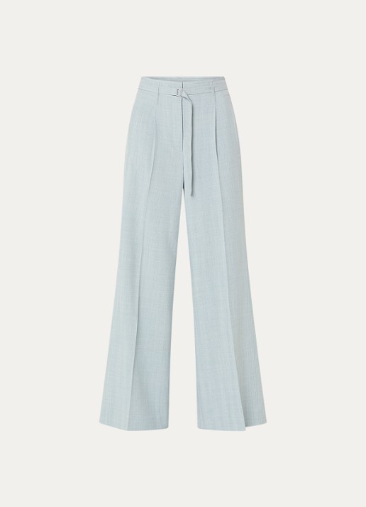 Claudia Sträter High waist wide fit pantalon met ceintuur - voorkant 3 grijsmele