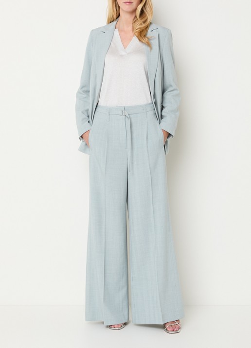 Claudia Sträter High waist wide fit pantalon met ceintuur - voorkant 4 grijsmele