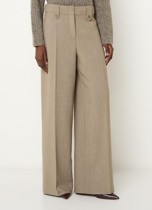Claudia Sträter High waist wide fit pantalon met gemêleerd dessin