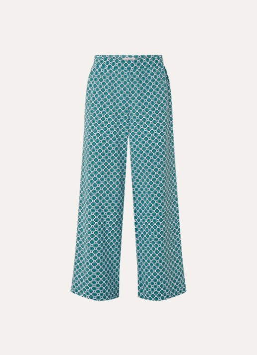 Claudia Sträter High waist wide fit pantalon met print en steekzakken - voorkant groen