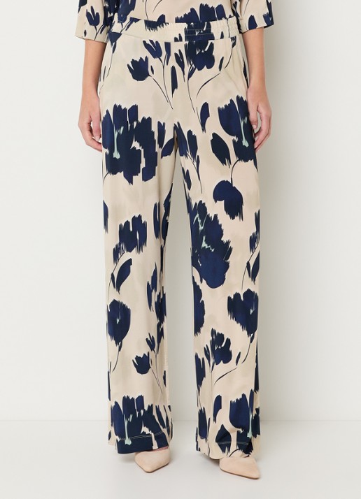 Claudia Sträter High waist wide fit pantalon met print en steekzakken