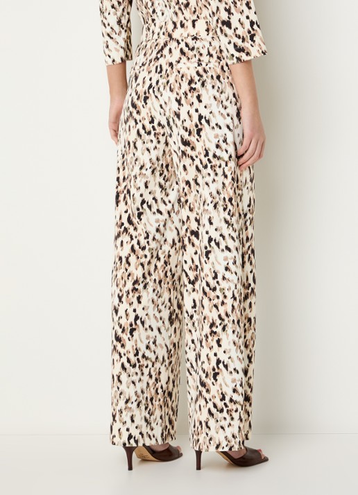 Claudia Sträter High waist wide fit pantalon met print - achterkant 4 beige