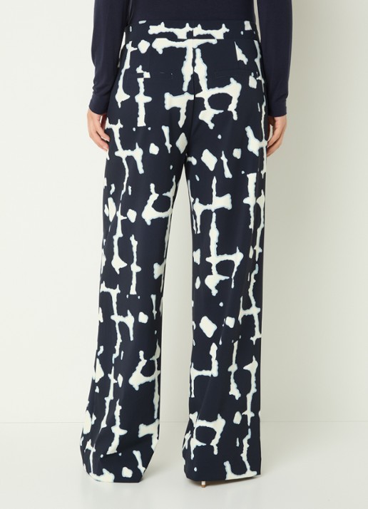 Claudia Sträter High waist wide fit pantalon met print - achterkant 4 donkerblauw