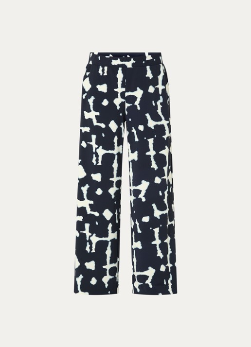 Claudia Sträter High waist wide fit pantalon met print - voorkant 2 donkerblauw