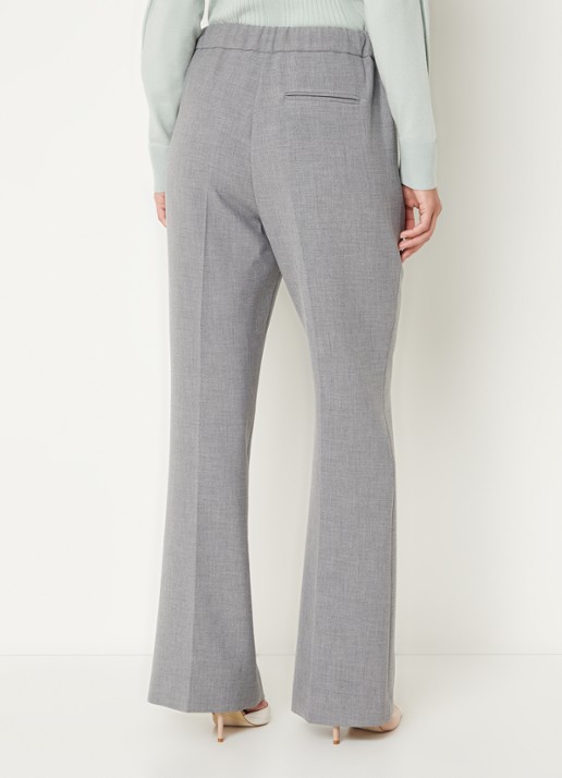 Claudia Sträter High waist wide fit pantalon met ritszakken en persplooi - achterkant grijs