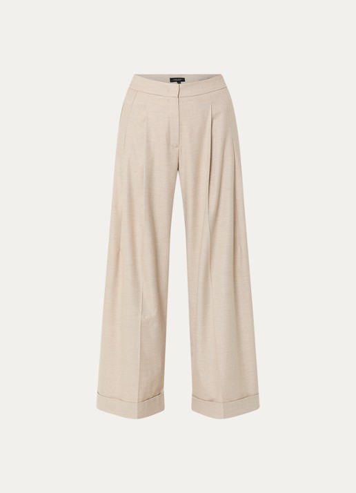 Claudia Sträter High waist wide fit pantalon met steekzakken - voorkant 3 beige