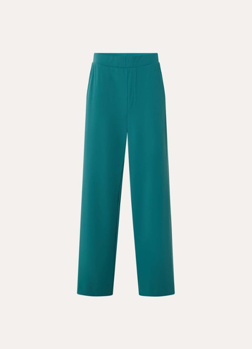 Claudia Sträter High waist wide fit pantalon met steekzakken - voorkant 2 zeegroen