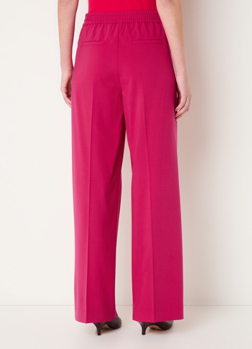 Claudia Sträter High waist wide fit pantalon met steekzakken - achterkant donkerroze