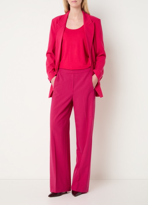 Claudia Sträter High waist wide fit pantalon met steekzakken - voorkant 3 donkerroze