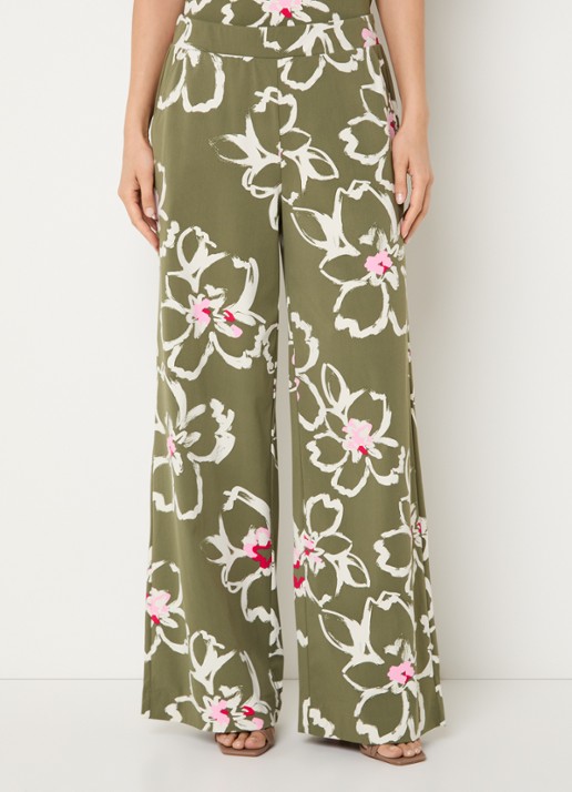 Claudia Sträter High waist wide leg broek van jersey met bloemenprint