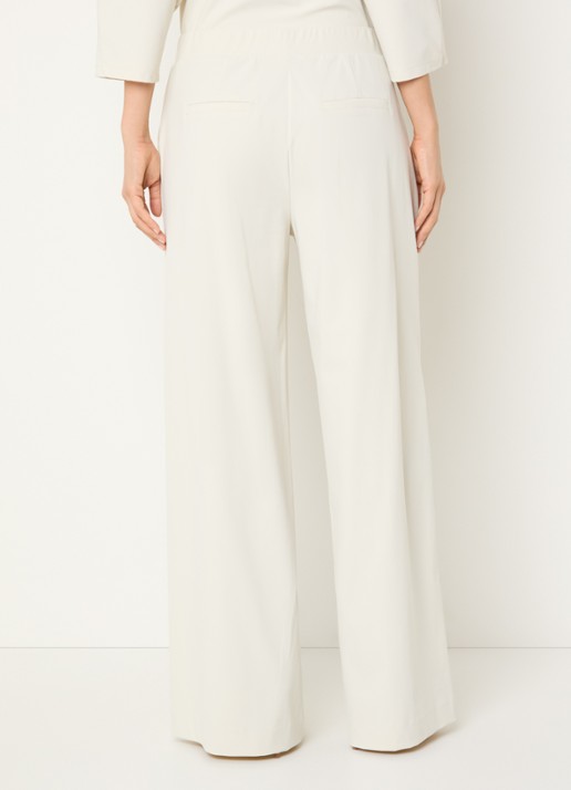 Claudia Sträter High waist wide leg broek van jersey met steekzakken - achterkant gebroken wit