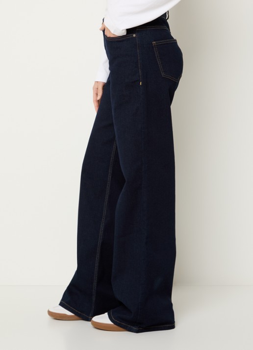 Claudia Sträter High waist wide leg jeans met donkere wassing - detail 3 indigo