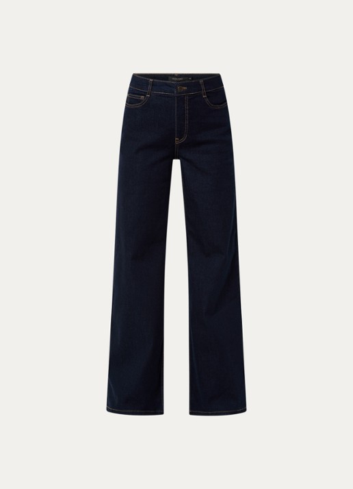 Claudia Sträter High waist wide leg jeans met donkere wassing - voorkant 4 indigo