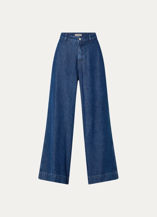 Claudia Sträter High waist wide leg jeans met medium wassing - voorkant 2 indigo
