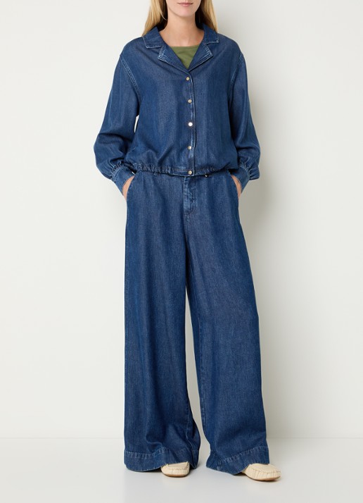 Claudia Sträter High waist wide leg jeans met medium wassing - voorkant 3 indigo