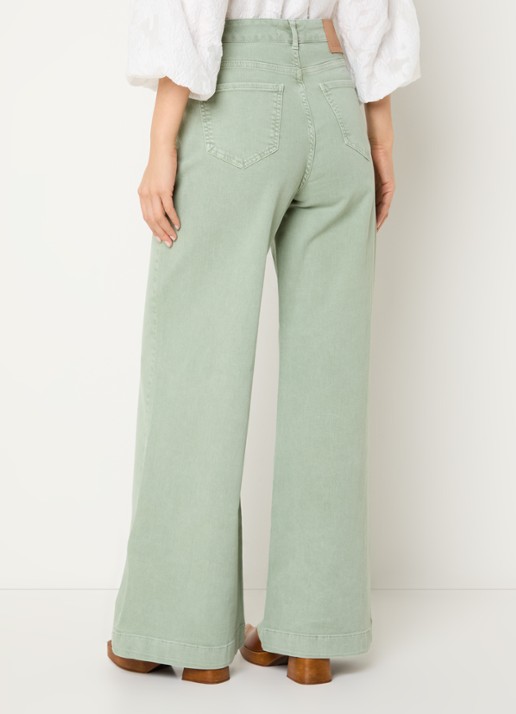 Claudia Sträter High waist wide leg jeans met steekzakken - achterkant 5 lindegroen