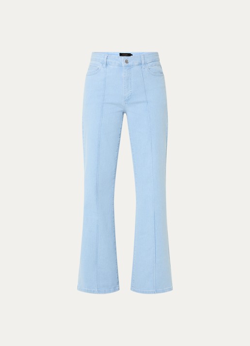 Claudia Sträter High waisted flared jeans met lichte wassing - voorkant indigo