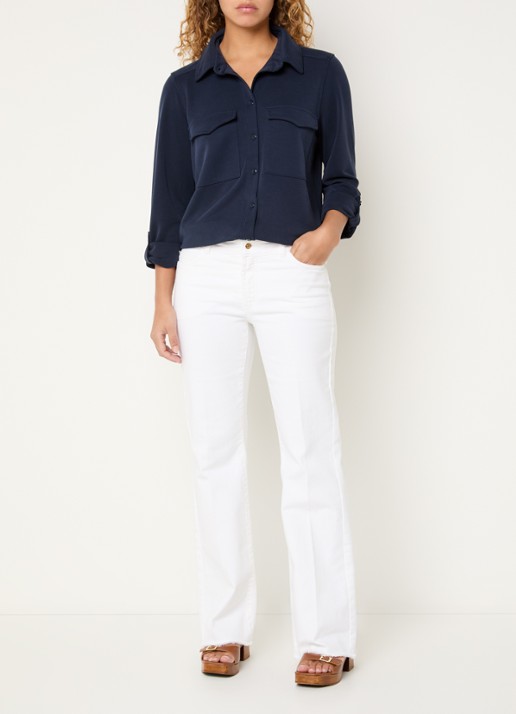 Claudia Sträter Jers blouse met borstzakken - voorkant 4 donkerblauw