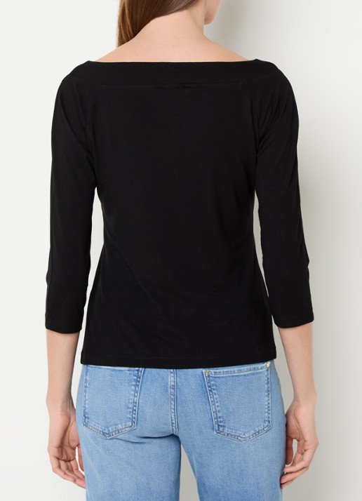 Claudia Sträter Longsleeve met boothals en driekwart mouw - achterkant 3 zwart