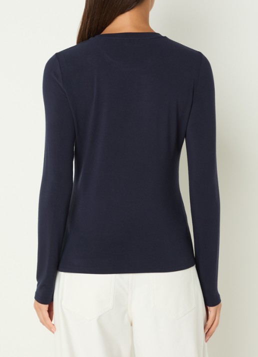 Claudia Sträter Longsleeve van jersey met ronde hals - achterkant donkerblauw