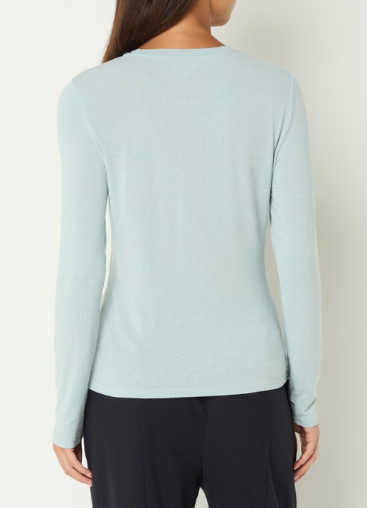 Claudia Sträter Longsleeve van jersey met ronde hals - achterkant lichtblauw
