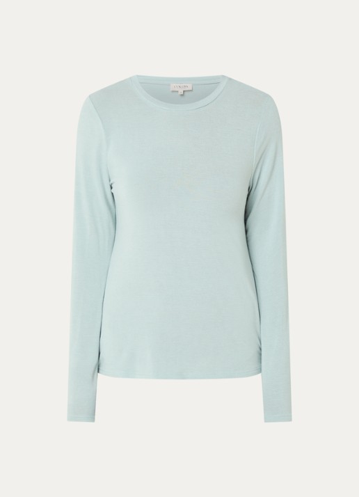 Claudia Sträter Longsleeve van jersey met ronde hals - voorkant 3 lichtblauw