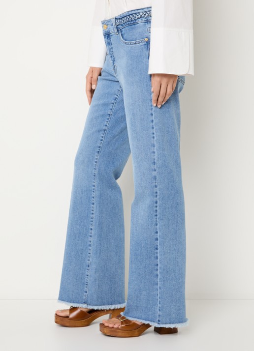 Claudia Sträter Low waist straight leg jeans met lichte wassing - detail 5 indigo