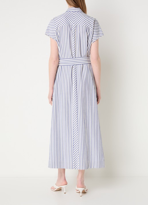 Claudia Sträter Maxi blousejurk met streepprint en strikceintuur - achterkant 2 royalblauw