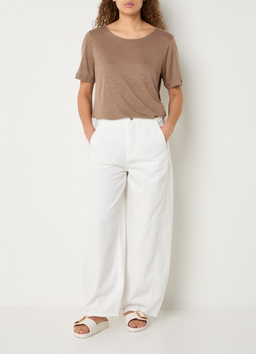 Claudia Sträter Mid waist balloon fit jeans met gekleurde wassing - voorkant 4 gebroken wit