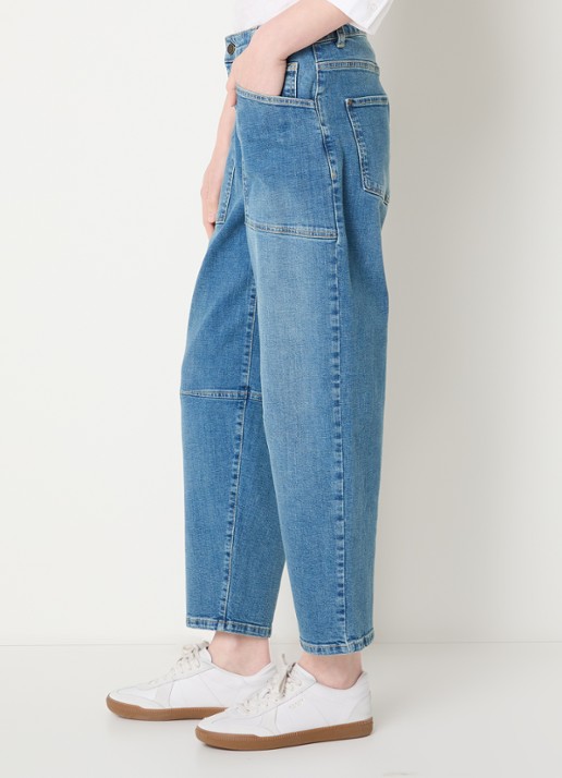 Claudia Sträter Mid waist balloon fit jeans met opgestikte zakken - detail 5 indigo