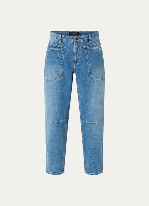 Claudia Sträter Mid waist balloon fit jeans met opgestikte zakken - voorkant 2 indigo