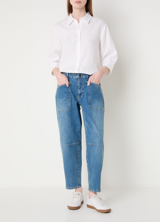 Claudia Sträter Mid waist balloon fit jeans met opgestikte zakken - voorkant 3 indigo