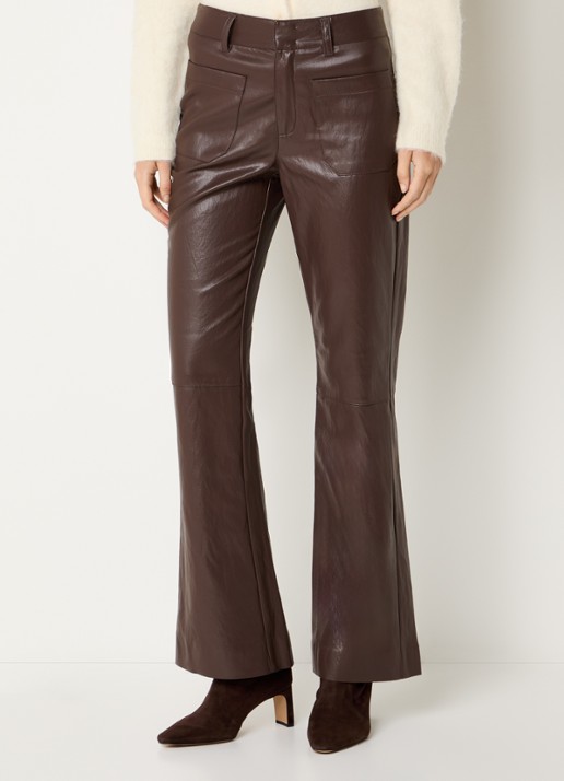 Claudia Sträter Mid waist flared fit broek van imitatieleer met opgestikte zakken