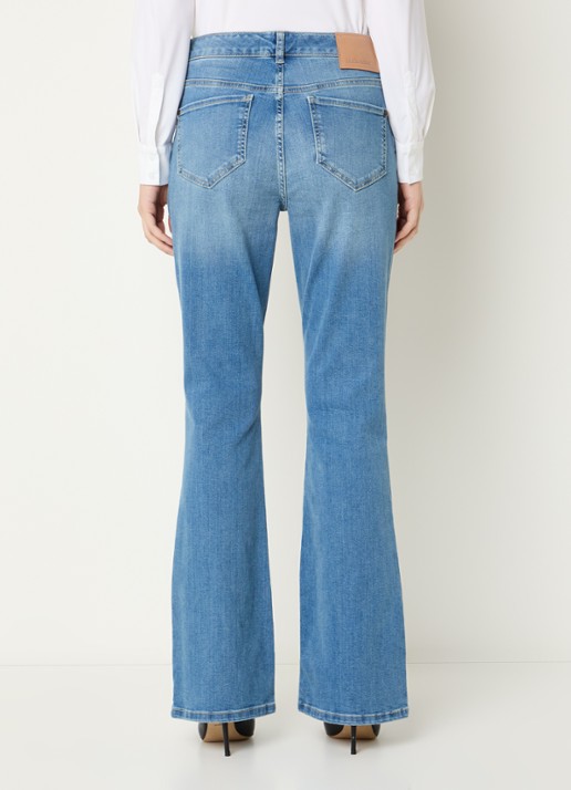 Claudia Sträter Mid waist flared jeans met lichte wassing - achterkant 3 indigo