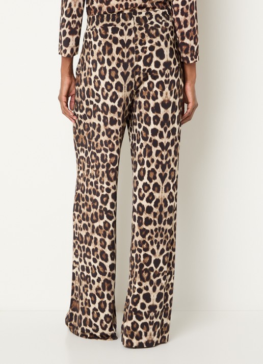 Claudia Sträter Mid waist loose fit broek met steekzakken en panterprint - achterkant 3 camel