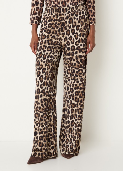 Claudia Sträter Mid waist loose fit broek met steekzakken en panterprint
