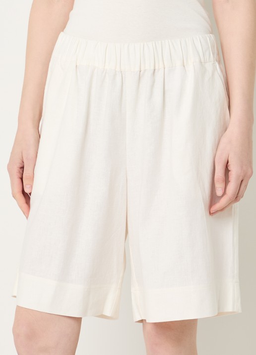 Claudia Sträter Mid waist loose fit korte broek in linnenblend