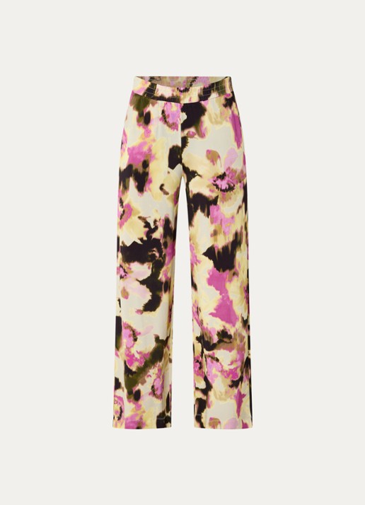 Claudia Sträter Mid waist loose fit pantalon met print - voorkant 2 lichtgeel
