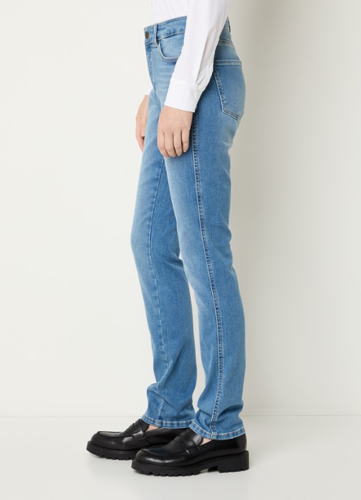 Claudia Sträter Mid waist slim fit jeans met medium wassing - detail 2 indigo