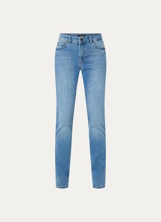 Claudia Sträter Mid waist slim fit jeans met medium wassing - voorkant 3 indigo