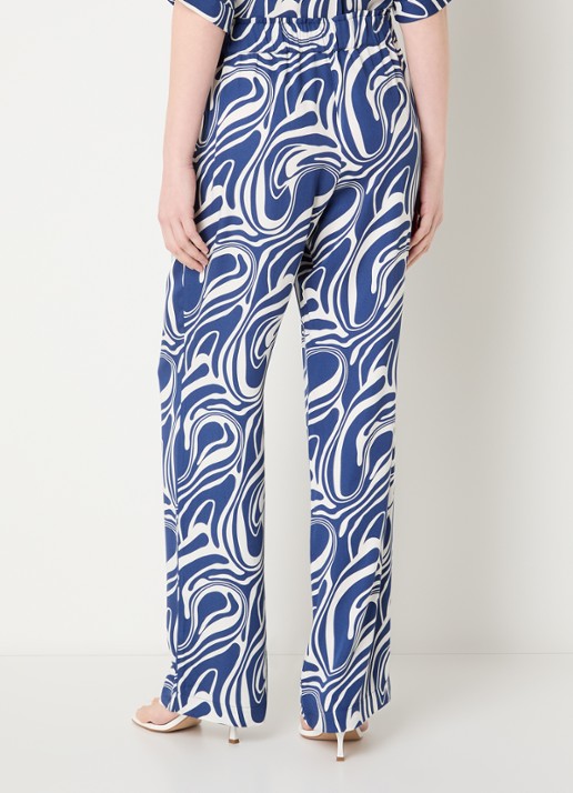 Claudia Sträter Mid waist straight fit broek met steekzakken  - achterkant royalblauw