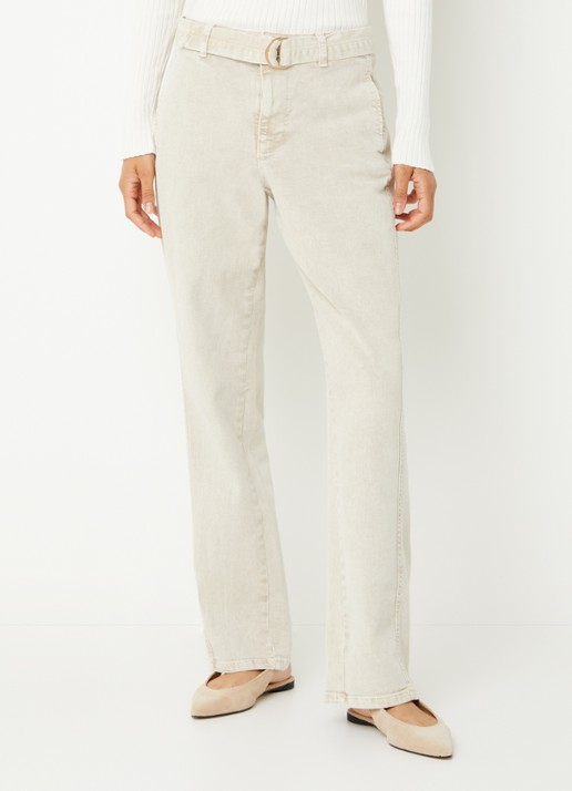 Claudia Sträter Mid waist straight fit jeans met gekleurde wassing en ceintuur