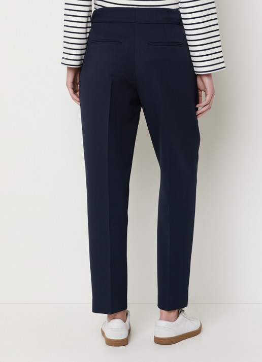 Claudia Sträter Mid waist straight fit pantalon met steekzakken - achterkant 2 donkerblauw