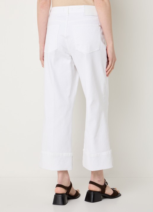 Claudia Sträter Mid waist straight leg cropped jeans met gekleurde wassing - achterkant wit
