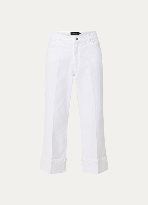 Claudia Sträter Mid waist straight leg cropped jeans met gekleurde wassing - voorkant 2 wit